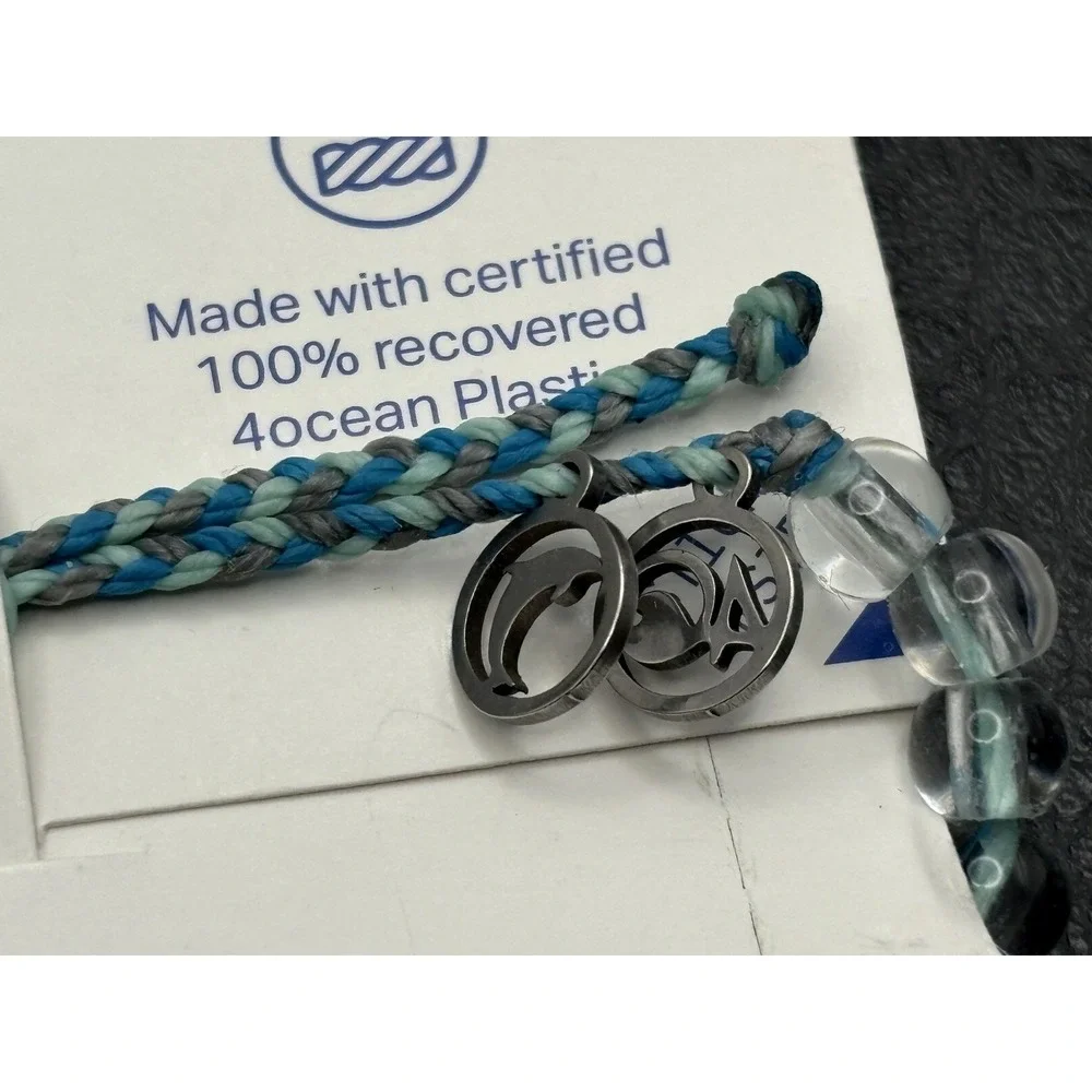4ocean Dolphin Limited Edition Beaded Bracelet Recycled Ocean Plastic Blue